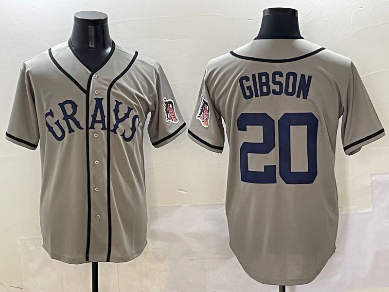 Men Detroit Tigers #20 Gibson Grey Joint Name Game Nike 2025 MLB Jersey style 5